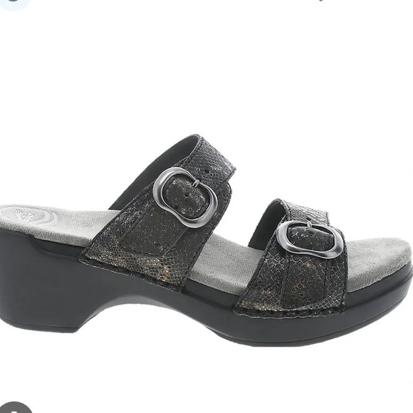 Dansko Sophie Metallic Python Leather Wedge Sandal - Picture 1 of 8